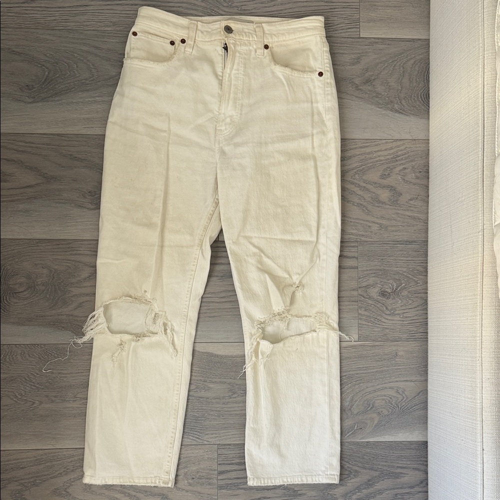 Abercrombie & Fitch White Ankle Straight ultra high rise jeans